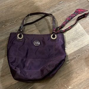Purple 🌂Coach purse with bandana